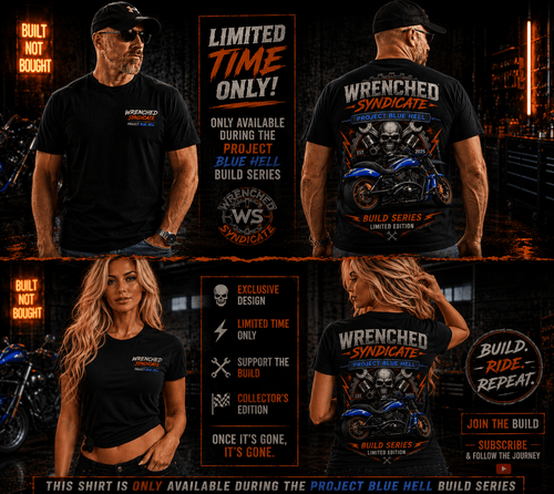 Premium Blue Hell Project Limited Edition T-Shirt | Wrenched Syndicate™ VROD Collection - Wrenched Syndicate