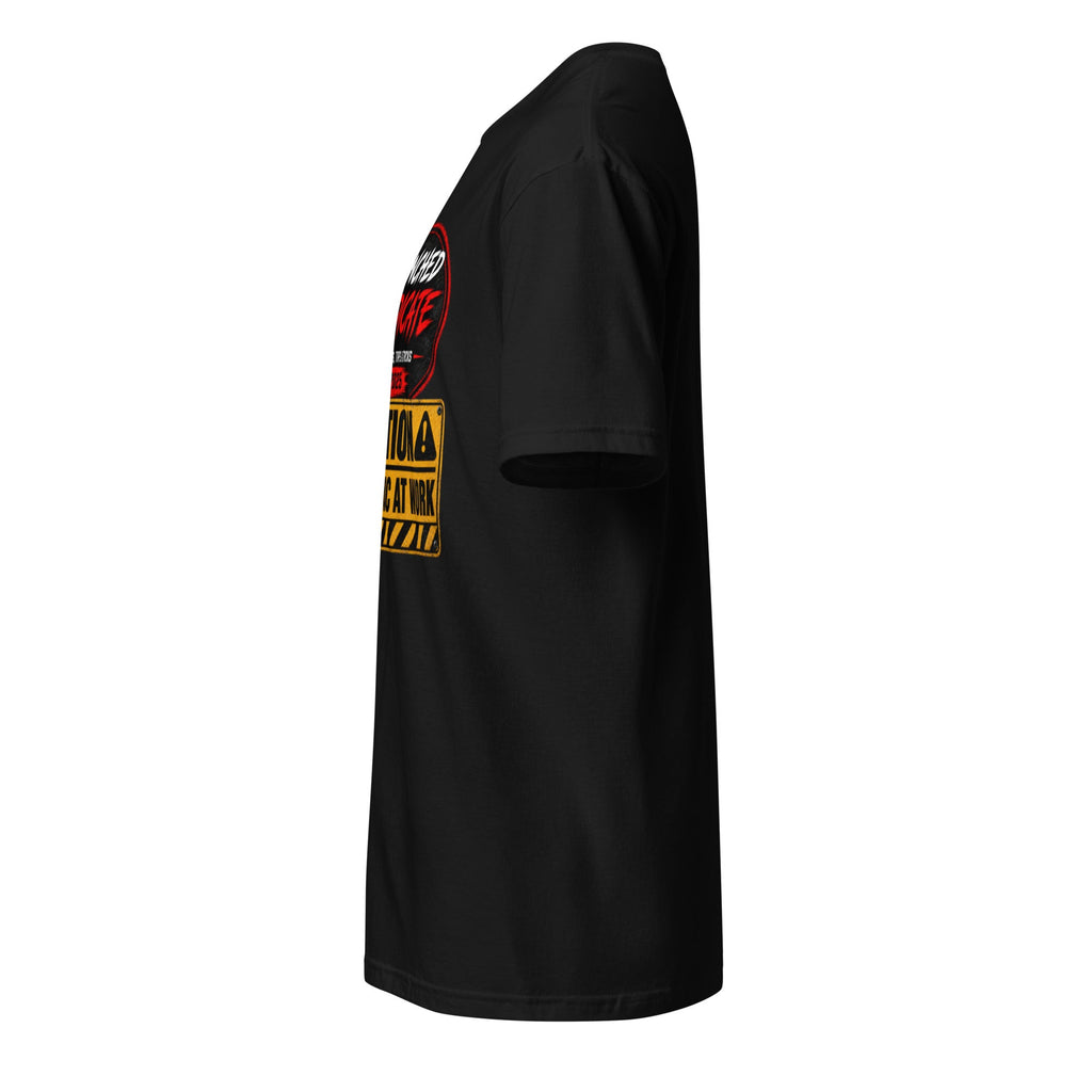 Wrenched Syndicate® CAUTION DIY Mechanic At Work Garage Graphic T-Shirt | Automotive Enthusiast TeeFront Only - Wrenched Syndicate