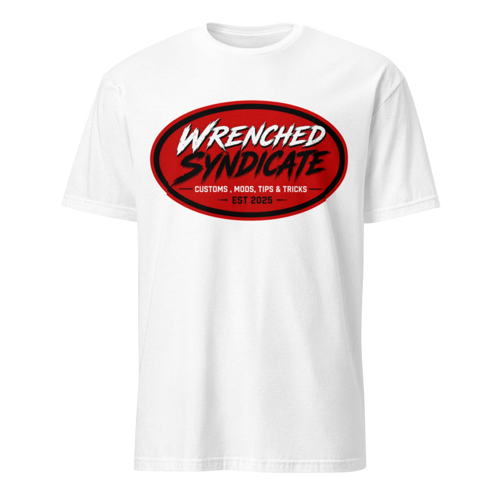 Wrenched Syndicate™ Custom, Mods, Tips & Tricks T-Shirt | Garage Lifestyle Graphic Tee | Est. 2025 - Wrenched Syndicate
