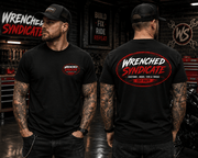 Wrenched Syndicate™ Customs, Mods, Tips & Tricks Premium Graphic Dual Logo T-Shirt – Black - Wrenched Syndicate
