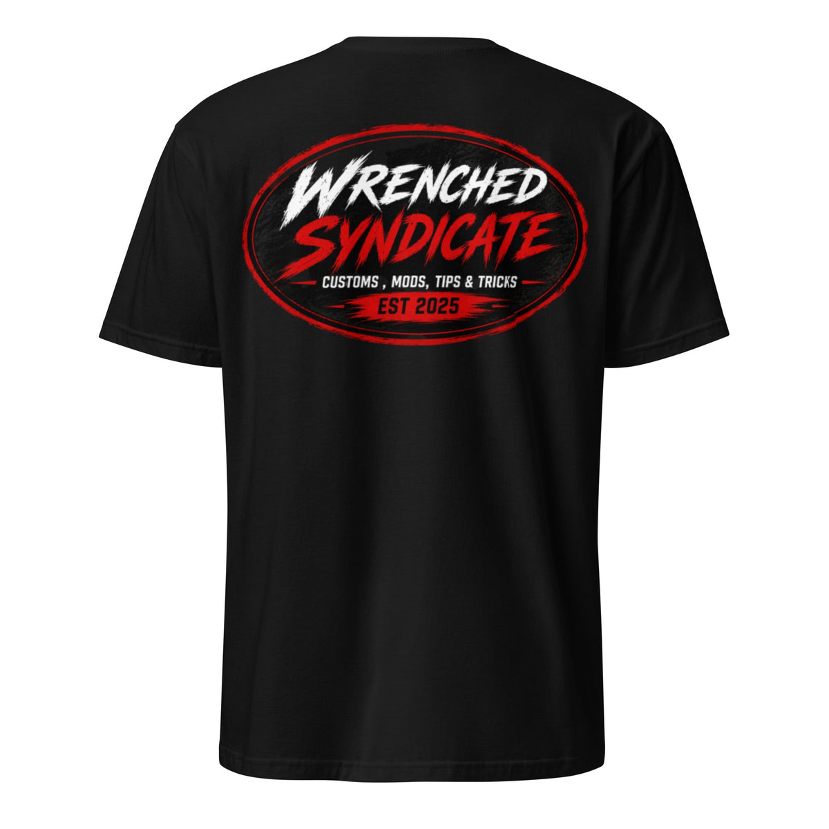 Wrenched Syndicate™ Customs, Mods, Tips & Tricks Premium Graphic Dual Logo T-Shirt – Black - Wrenched Syndicate