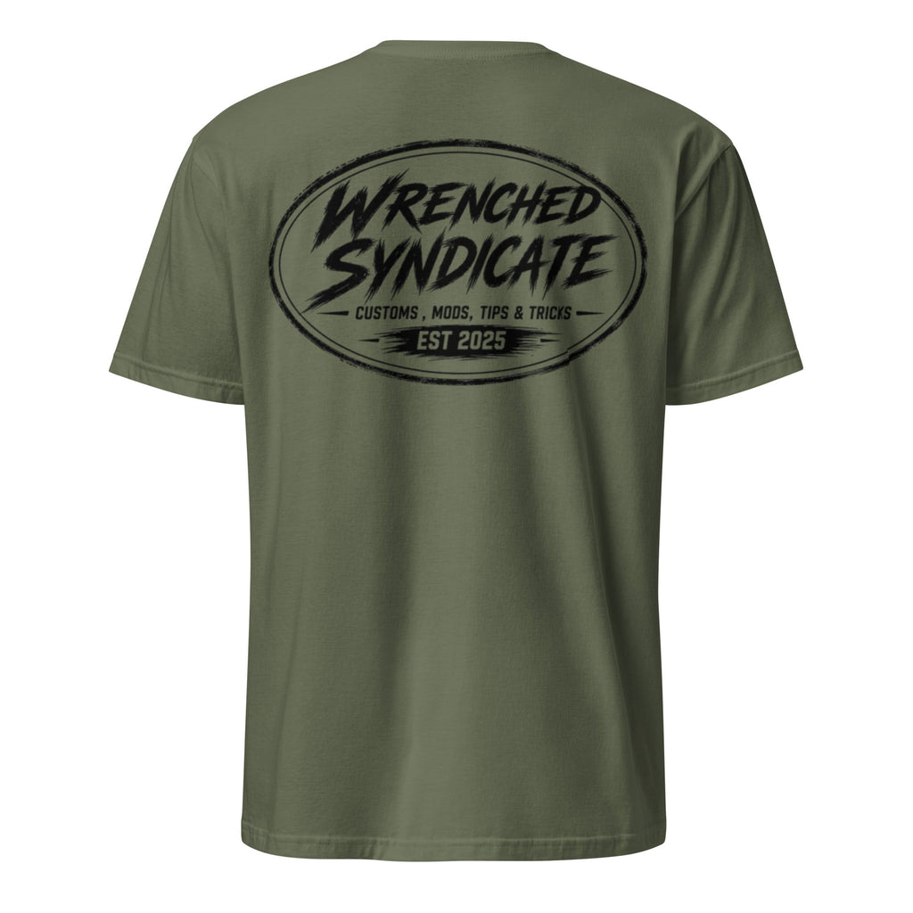 Wrenched Syndicate Mil-Spec Logo T-Shirt | Military Green Tactical Garage Tee | Automotive & Motorcycle Apparel - Wrenched Syndicate