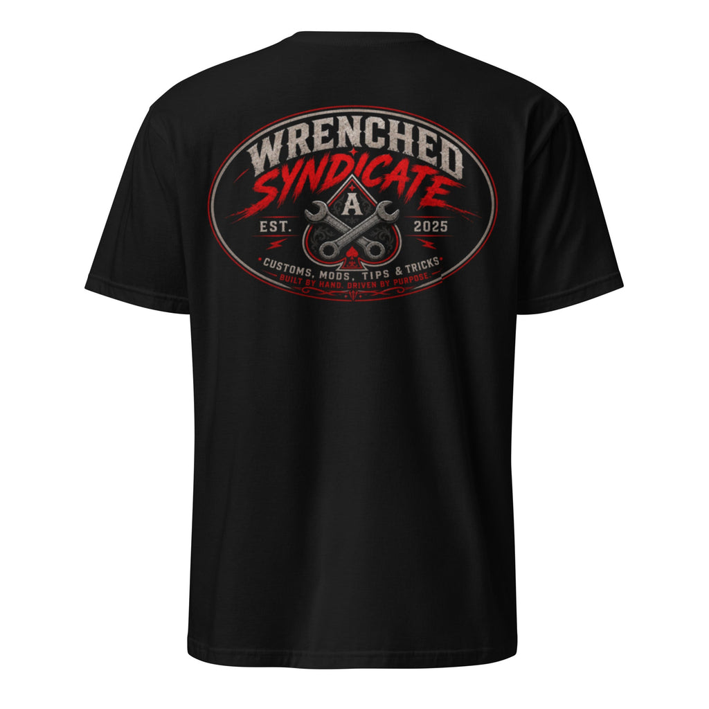 Wrenched Syndicate Oval Ace Garage Logo Black T-Shirt | Customs, Mods, Tips & Tricks | Premium Mechanic Tee - Wrenched Syndicate