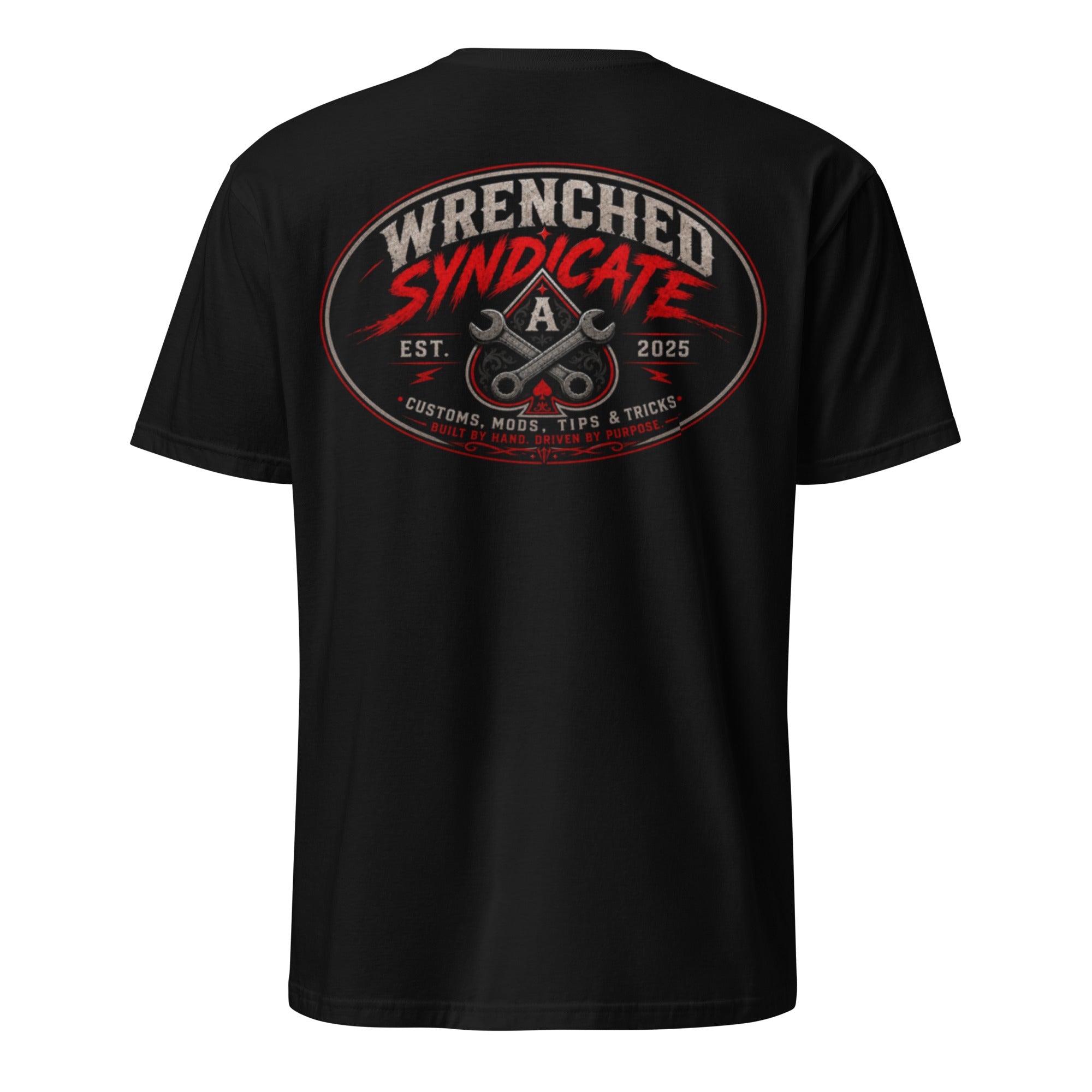 Wrenched Syndicate Oval Ace Garage Logo Black T-Shirt | Customs, Mods, Tips & Tricks | Premium Mechanic Tee - Wrenched Syndicate