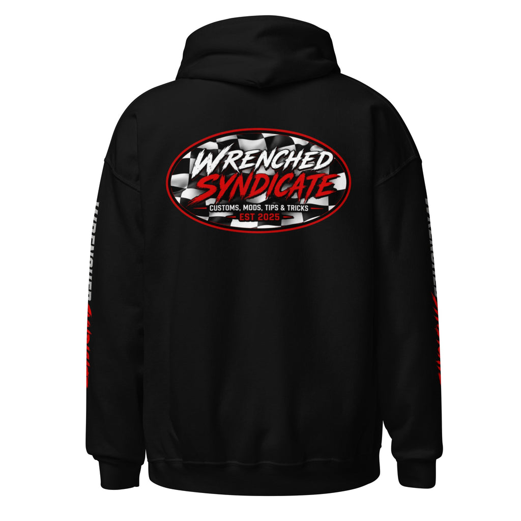 Wrenched Syndicate Race Flag Edition Sponsor Hoodie | Limited Edition Automotive Pullover Hoodie - Wrenched Syndicate