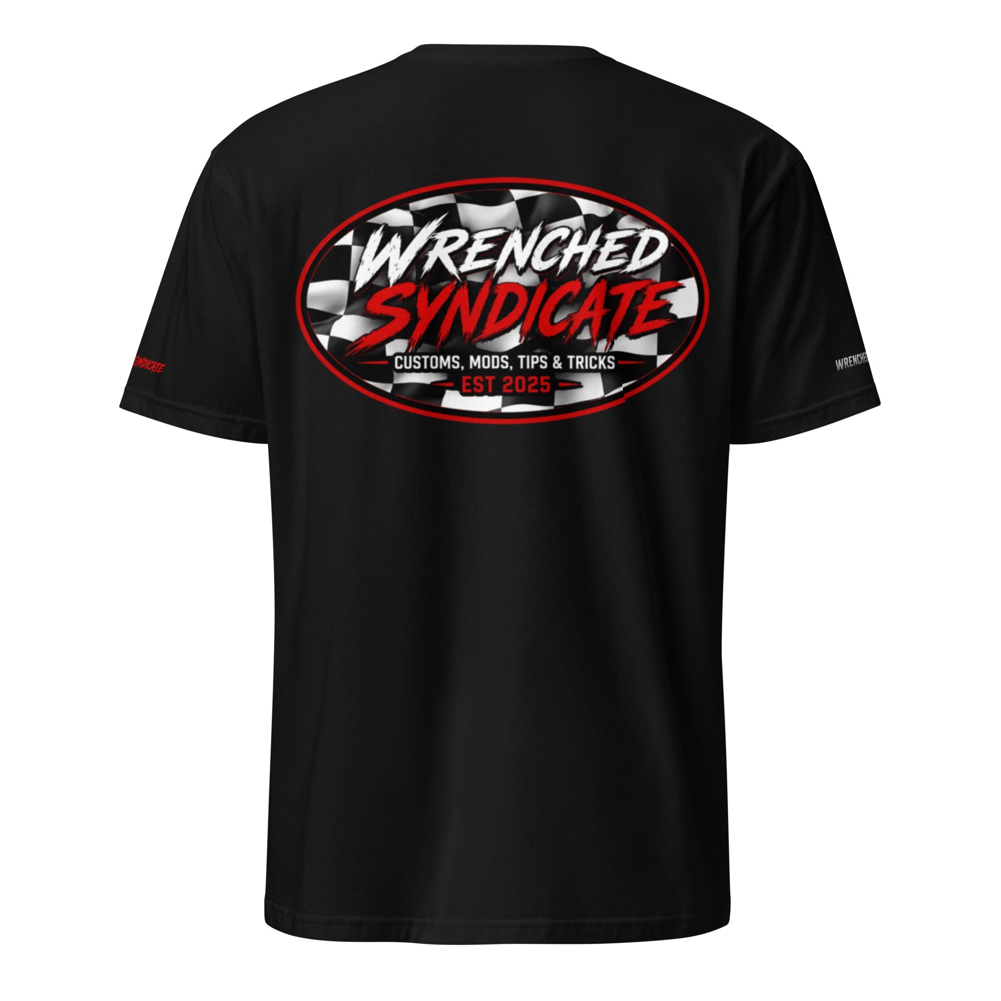 Wrenched Syndicate Race Flag Edition Sponsor T-Shirt | Limited Edition Automotive Graphic Tee - Wrenched Syndicate