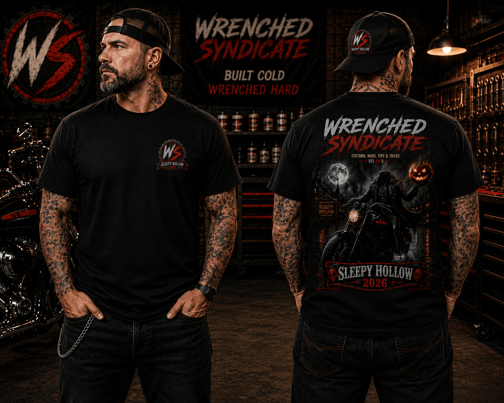 Wrenched Syndicate® Sleepy Hollow 2026 Headless Rider Front & Rear Print T-Shirt - Wrenched Syndicate