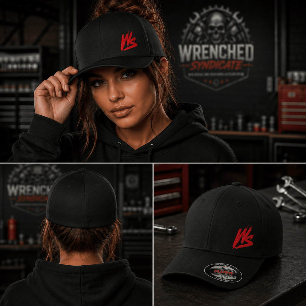 Wrenched Syndicate™ WS Black Ball Cap | Premium Embroidered Baseball Hat - Wrenched Syndicate