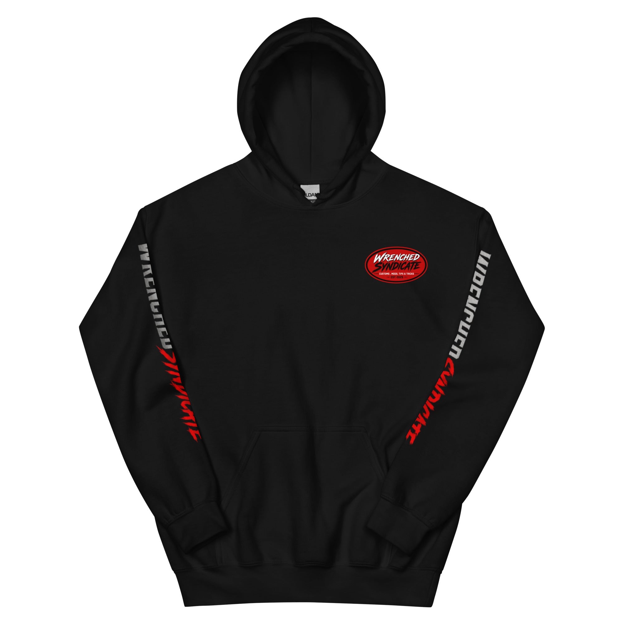 WS™ Red Oval Signature Pullover Hoodie | Black | Premium Heavyweight - Wrenched Syndicate