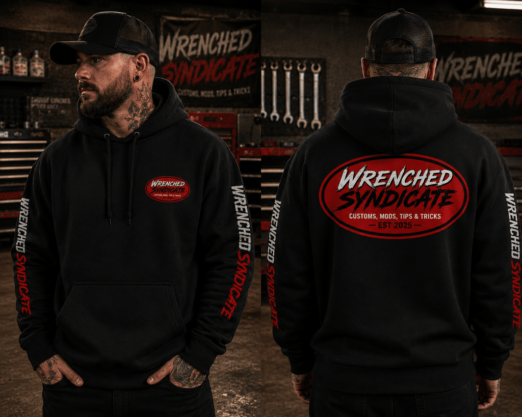 WS™ Red Oval Signature Pullover Hoodie | Black | Premium Heavyweight - Wrenched Syndicate
