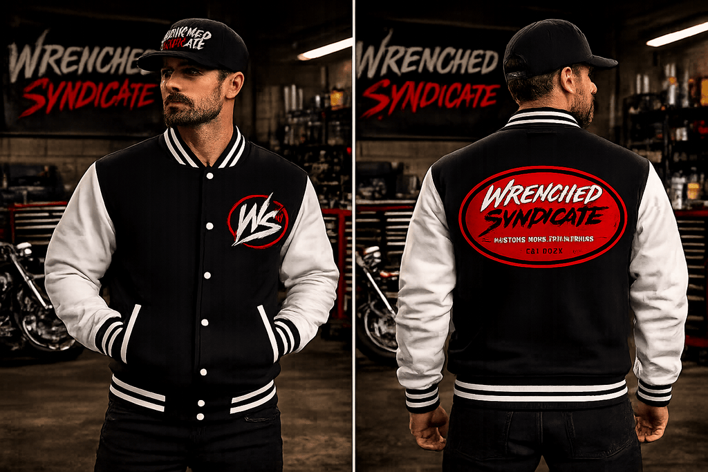 WS Round Logo Heavyweight Letterman Jacket - Wrenched Syndicate