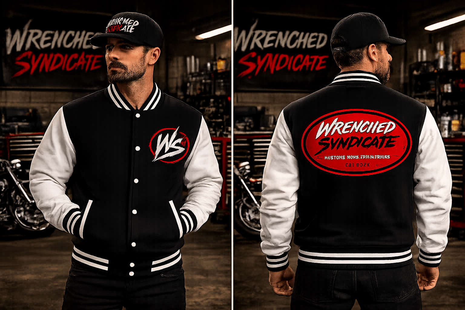 WS Round Logo Heavyweight Letterman Jacket - Wrenched Syndicate